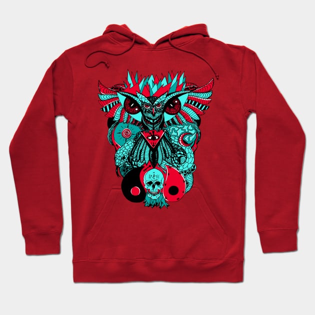 Turqred Wise Owl And Ageless Skull Hoodie by kenallouis